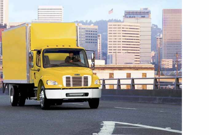 yellow service work truck