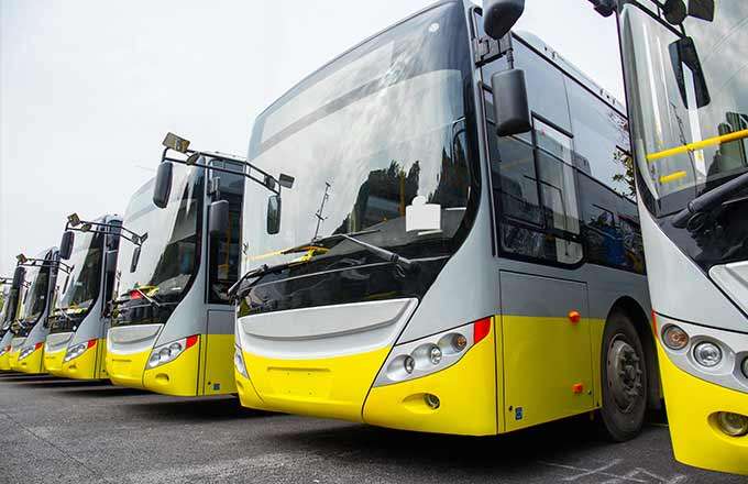 row of electric buses
