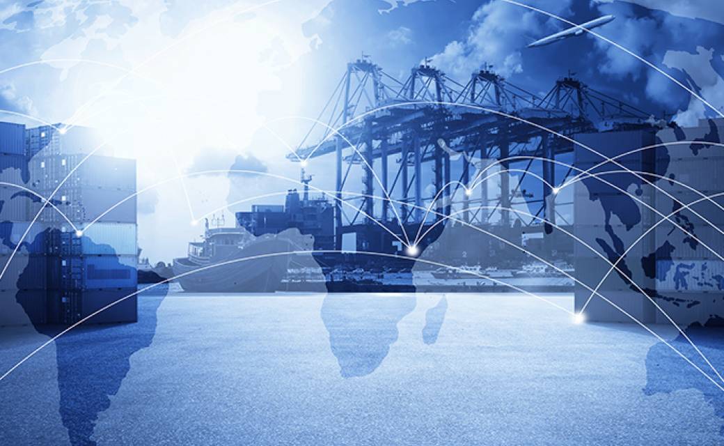 world with connecting dots for supply chain